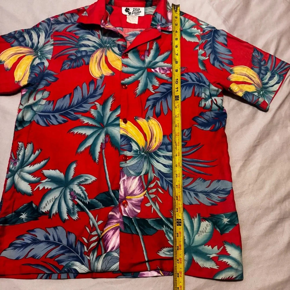 Vintage Hilo Hattie Hawaii Red Tropical Hawaiian Shirt Mens L Cotton - Picture 6 of 6